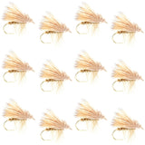 Barbless Yellow Elk Hair Caddis Classic Trout Dry Flies 1 Dozen Flies Size 12