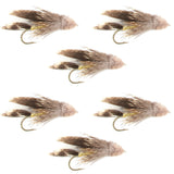 Muddler Minnow Fly Fishing Flies - Classic Bass and Trout Streamers - Set of 6 Flies Hook Size 6