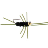 Barbless Pat's Rubber Legs Tungsten Bead Jigged Black Euro Nymph  - Set of 12 Flies Hook Size 10