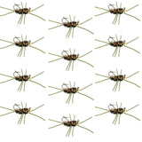 Barbless Pat's Rubber Legs Tungsten Bead Jigged Coffee/Black Euro Nymph  - Set of 12 Flies Hook Size 10