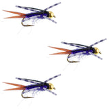 3 Pack Bead Head Purple Batman Rubber Legs Nymph Fly - Hook Size 10