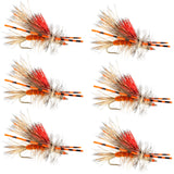 Kaufmann's Orange Crystal Stimulator Rubber Legs Dry Fly - 6 Flies Hook Size 14