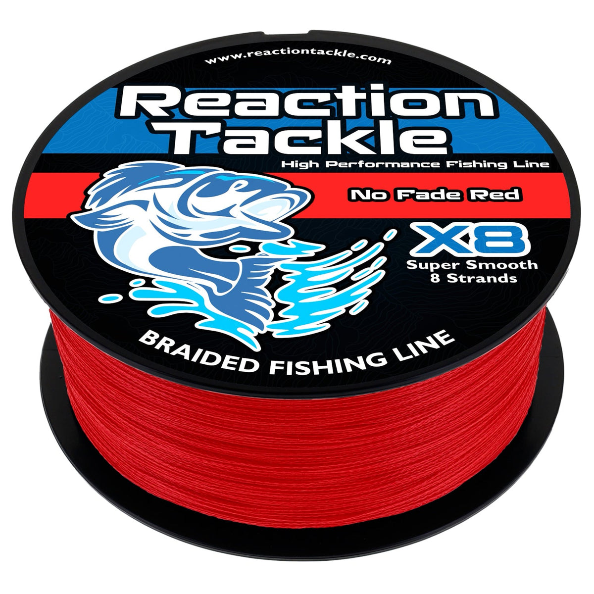 Reaction Tackle X8 Braided Fishing Line NO FADE Red Strand