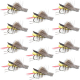 Dave's Hopper Yellow Foam Body Grasshopper Fly - 1 Dozen Flies Hook Size 8