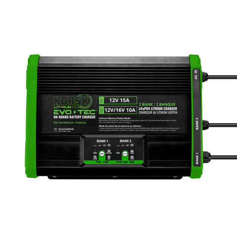 Norsk EVO-TEC™ 12V+12V/16V – 2 Bank Selectable On-Board Charger – Norsk Lithium