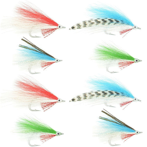 Lefty's Deceiver Fly Fishing Flies Collection - Assortment of 8 Saltwater and Bass Flies - Hook Size 1/0