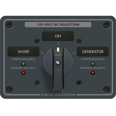 Blue Sea 8365 AC Rotary Switch Panel 65 Ampere 2 Positions + OFF, 2 Pole [8365]