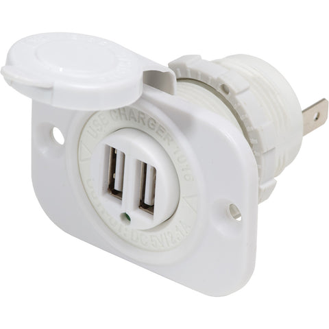 Blue Sea 12V DC Dual USB Charger Socket - White [1016200]