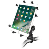 RAM Mount Handlebar Rail Mount w/Zinc Coated U-Bolt Base  Universal X-Grip Cradle for 10" Large Tablets [RAM-B-149Z-UN9U]