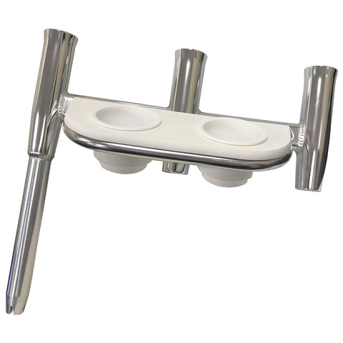 Tigress Offset Triple Rod Holder w/Cup Holders - Starboard Side - Polished Aluminum [88148-1]