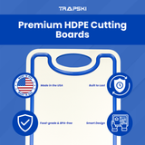 TRAPSKI 3/8 Inch Thick HDPE Cutting Boards | Food-Grade | Juice Grooves