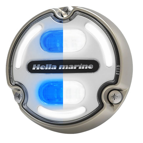 HELLA MARINE APELO A2 BLUE WHITE UNDERWATER LIGHT - 3000 LUMENS - BRONZE HOUSING - WHITE LENS W/EDGE LIGHT