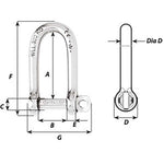 Wichard Self-Locking Long D Shackle - Diameter 6mm - 1/4" [01213]