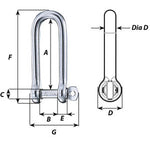 Wichard Captive Pin Long D Shackle - Diameter 6mm - 1/4" [01413]