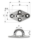 Wichard Diamond Pad Eye - Round - 79mm Length (3-7/64") - M6 Screw [6645]