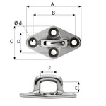 Wichard Diamond Pad Eye - Square - 60mm Length (2-23/64") - M5 Screw [6654]