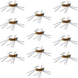 Barbless Pat's Barred Rubber Legs Tungsten Bead Jigged Coffee/Tan Euro Nymph  - Set of 12 Flies Hook Size 6