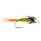 Tungsten Bead Head Chartreuse Copper John Nymph Fly Fishing Flies - Set of 6 Flies Hook Size 18