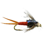 Bead Head Hot Orange Copper John Nymph - 6 Fly Fishing Flies - Hook Size 10