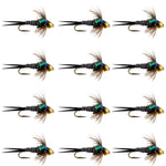 Bead Head Zebra Copper John Nymph Fly Fishing Flies - 1 Dozen Flies Hook Size 12