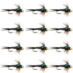 Bead Head Zebra Copper John Nymph Fly Fishing Flies - 1 Dozen Flies Hook Size 16