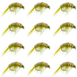 Olive Beaded Shrimp Scud Pattern - 1 Dozen Size 12 - Tailwater Lake Fly Fishing Nymph Flies