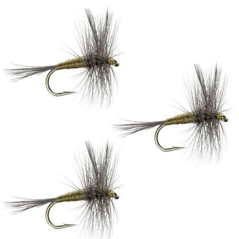 3 Pack Blue Wing Olive BWO Classic Dry Fly - Hook Size 20