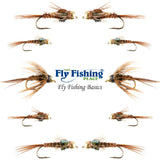 Basics Collection - Bead Head Pheasant Tail Nymph Assortment - 10 Wet Flies - Hook Sizes 14, 16, 18