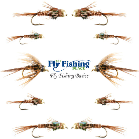 Basics Collection - Bead Head Pheasant Tail Nymph Assortment - 10 Wet Flies - Hook Sizes 14, 16, 18