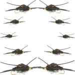 Basics Collection - Kaufmann's Tungsten Bead Black Stonefly Nymph Assortment 10 Bead Head Rubber Legs Wet Flies - 2 Each Hook Sizes 4, 6, 8, 10, and 12