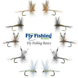 The Fly Fishing Place Basics Collection - Classic Dry Fly Assortment - 10 Dry Fishing Flies - 5 Patterns - Hook Sizes 12, 14, 16