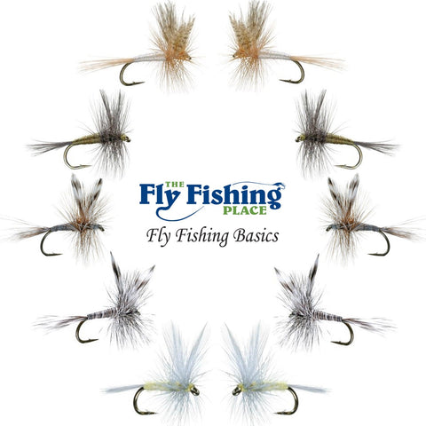 The Fly Fishing Place Basics Collection - Classic Dry Fly Assortment - 10 Dry Fishing Flies - 5 Patterns - Hook Sizes 12, 14, 16