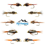 Basics Collection - Tungsten Bead Head Nymph Assortment - 10 Wet Flies - 5 Patterns - Hook Sizes 10, 12, 14, 16