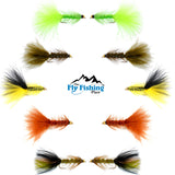 Basics Collection - Crystal Woolly Bugger Assortment - 10 Bead Head Wet Flies - 5 Patterns - Hook Size 4