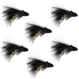 Black Dahlberg Deer Hair Diver 6 Flies Hook Size 4 -  Bass Fly Fishing Bug Wide Gape Bass Hooks With Weed Guard