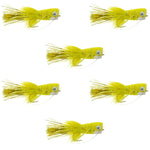 Flashtail Bass Popper  6 Flies Size 8 - Yellow Bass Fly Fishing Bug Wide Gape Bass Hooks With Weed Guard