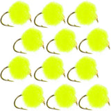 Bead Head Hot Chartreuse Egg Fly Fishing Flies - 1 Dozen Flies Hook Size 16