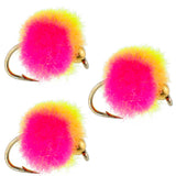 3 Pack Bead Head Clown Egg Fly Fishing Flies - Hook Size 16