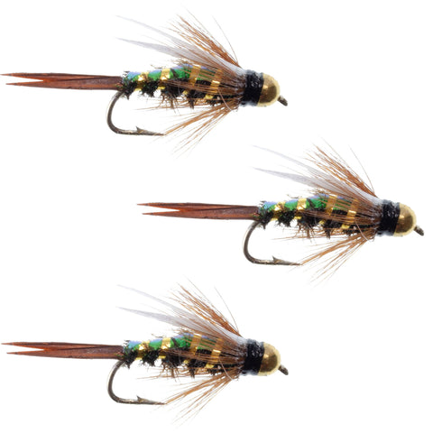 3 Pack Flash Back Bead Head Prince Nymph Fly Fishing Flies - Hook Size 18