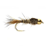 Barbless Bead Head Gold Ribbed Hare's Ear Nymph 1 Dozen Flies Hook Size 12