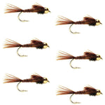 Bead Head Pheasant Tail Nymph Fly Fishing Flies - 6 Flies Hook Size 18