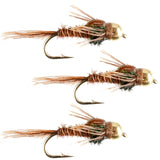 3 Pack Bead Head Pheasant Tail Nymph Fly Hook Size 18