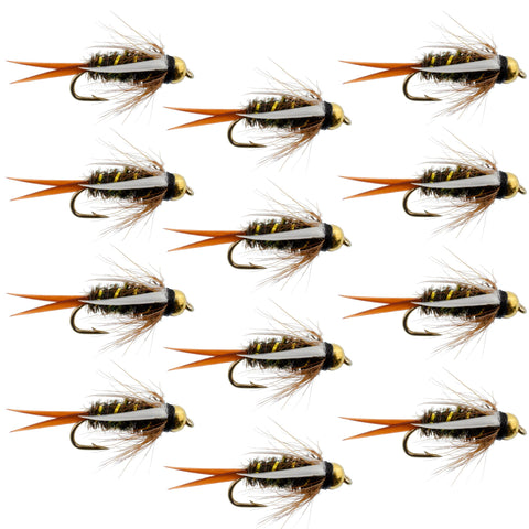 Bead Head Prince Nymph Fly Fishing Flies - 1 Dozen Flies Hook Size 12