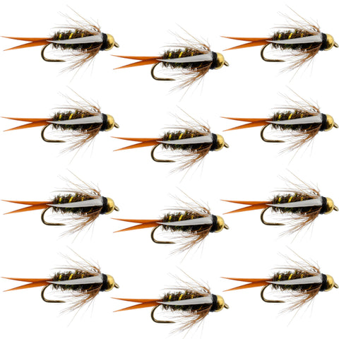 Barbless Bead Head Prince Nymph Fly Fishing Flies - 1 Dozen Flies Hook Size 16