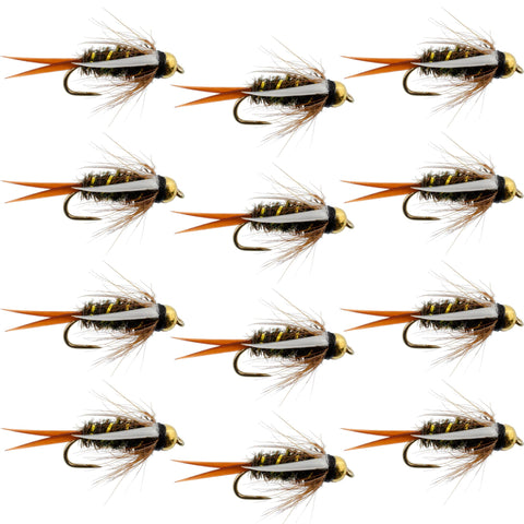 Barbless Bead Head Prince Nymph Fly Fishing Flies - 1 Dozen Flies Hook Size 12