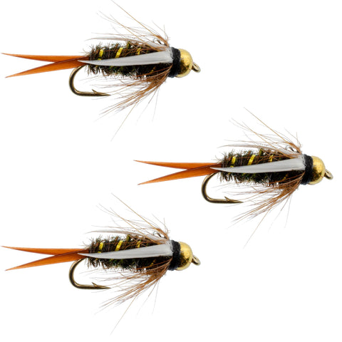 3 Pack Bead Head Prince Nymph Fly Fishing Flies - Hook Size 18