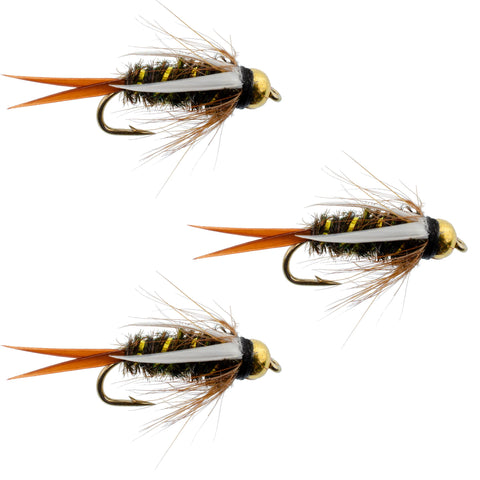 3 Pack Bead Head Prince Nymph Fly Fishing Flies - Hook Size 10