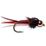 3 Pack Bead Head Red Copper John Nymph Fly Fishing Flies -  Hook Size 12