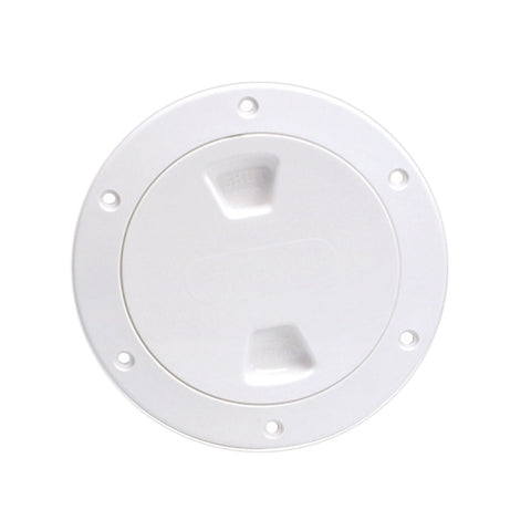 BECKSON 4" SMOOTH CENTER SCREW-OUT DECK PLATE - WHITE