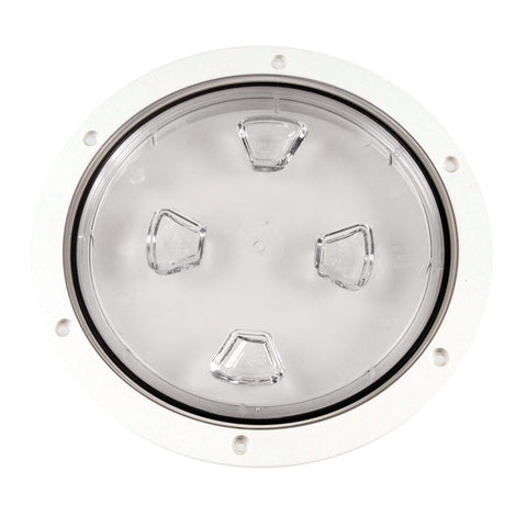 BECKSON 8" CLEAR CENTER SCREW-OUT DECK PLATE - WHITE